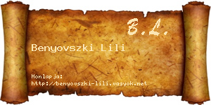Benyovszki Lili névjegykártya